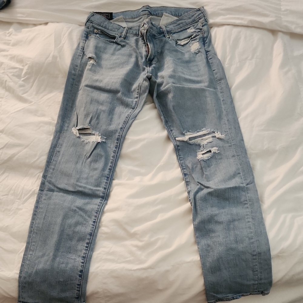Abercrombie & Fitch Light Blue Distressed Jeans